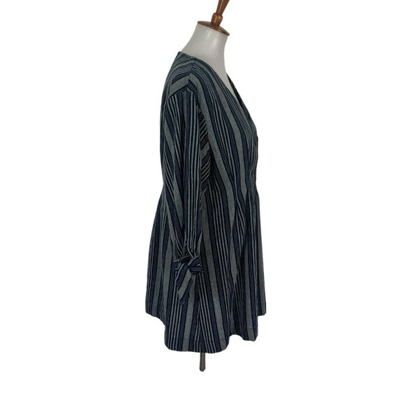 Umgee Dress Medium Striped Blue Long Sleeve Tunic Boho Festival - Picture 3 of 6